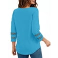 thumbnail image 5 of UVN Summer Tops for Women V Neck 3/4 Sleeve Tunic Blouses Ladies Casual Hollow Out Trendy T Shirts, 5 of 9