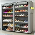 thumbnail image 1 of 6 Tier Shoe Rack Storage Organizer 36 Pairs Double Row Shoe Rack Shelf Cabinet Tower for Closet with Nonwoven Fabric Cover, 1 of 7