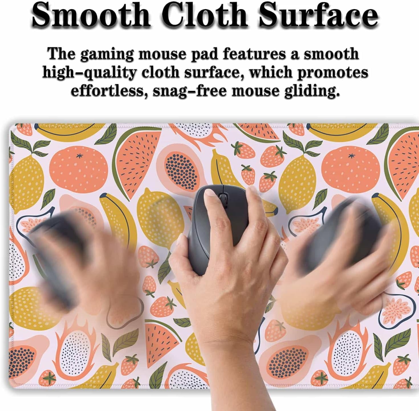 Large Desk Pad, Keyboard Mouse Pad Gaming Desk Mats, Mouse Pad Mat Non-Slip Rubber Base Waterproof with Stitched Edges, 35.4 X 15.7 inch for Work/Game/Office/Home Bright Summer Cartoon Fruits