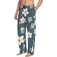 thumbnail image 2 of Uemuo Blue Flower Pattern Men's Wide Leg Palazzo Lounge Pants with Pockets Light Weight Loose Comfy Casual Pajama Pants-XX-Large, 2 of 9