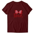 thumbnail image 4 of Aobny Love Heart Blouses Loose Fit Womens Blouses Red Crew Neck Short Sleeve Pullover Winter Tops,XXL, 4 of 5