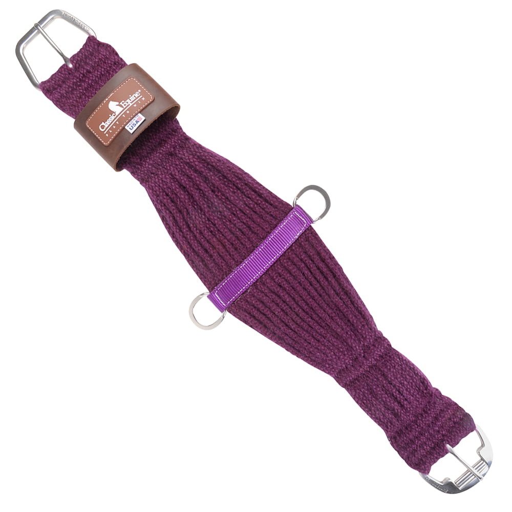 Classic Equine Horse 100% Mohair Roper Cinch Roller Buckle Soft 27 Strand Purple, 30 