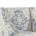 thumbnail image 2 of Fabric Upholstered Wooden Accent Chair with Swooping Armrests, Blue, Cream and Brown, 2 of 2