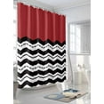 thumbnail image 3 of Shower Curtain Waterproof for Bathroom 72x72 Inch, Red Black Waves Bath Curtain for Bath Stalls and Tub Chevron Stripe Decorative Shower Curtains with Hooks, 3 of 8