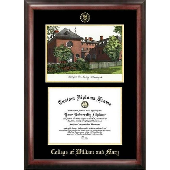 Campus Images VA991LGED College of William and Mary Gold embossed diploma frame with Campus Images lithograph