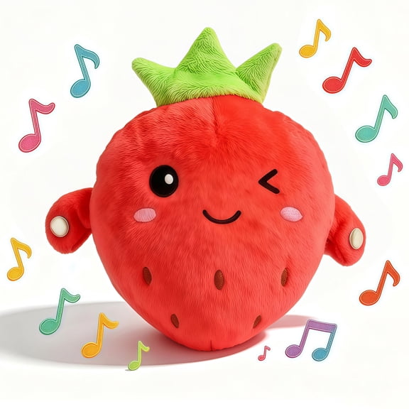 LHYXU New Interactive Music Plush Toy, Stuffed Doll Fruit Shape Happy Interaction Touch Sensitive The Perfect Gift For Birthdays Easter Halloween Christmas Valentine's Day(Strawberry)