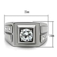 thumbnail image 2 of Anillo ancho cuadrado de circonita cúbica redonda de acero inoxidable para hombre, 2 of 6