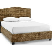 Crosley Furniture Serena Coastal Wood/Rattan King Size Platform Bed in Brown
