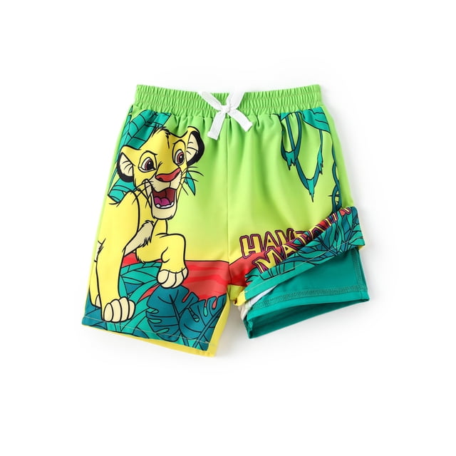 Bañador Disney Lion King para niños pequeños, UPF 50+, verde 3Y