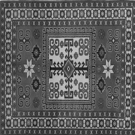 Ahgly Company Indoor Square Geometric Gray Traditional Area Rugs, 7' Square