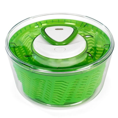 Zyliss Easy Spin Salad Spinner with Quick Drying Veggie Serving Bowl & Pull Handle   4-6 Servings  Green