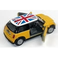 thumbnail image 3 of 5" Kinsmart Mini Cooper S British Flag Diecast Model Toy 1:28 Yellow, 3 of 4