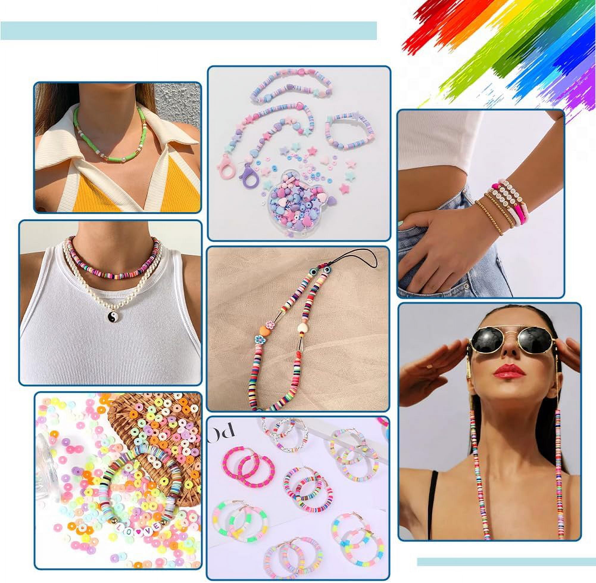 PH 14000pcs 4mm 6mm Polymer Clay Flat Beads 20 Colors Handmade Heishi Clay Beads Flat Round Beads Disc Beads for DIY Jewelry Making Bracelets Making Craft Earrings for DIY