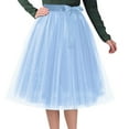 thumbnail image 4 of MIXUE Skirts For Women Summer Mesh Solid Color Elastic High Waist A Line Ruffled Tutu Skirt Outwear,Green,One Size, 4 of 8