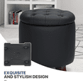 thumbnail image 4 of MoNiBloom Storage Ottoman with Padded Seat, Modern PU Leather Footrest, Round Seat Stool, Black, 4 of 8