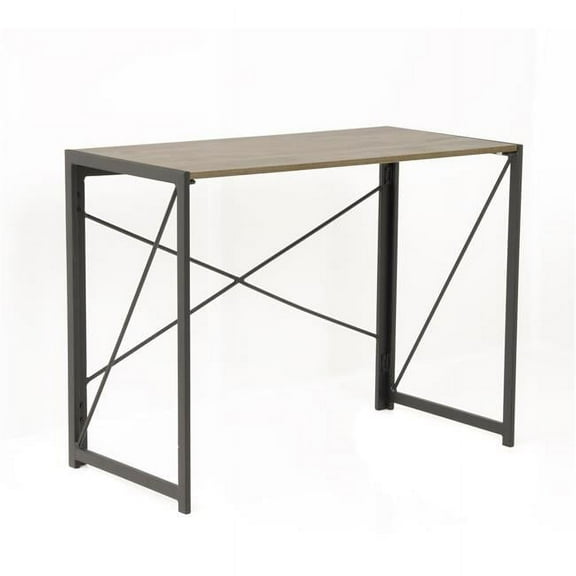 30 x 39.5 x 19.5 in. OS Home & Office Furniture No Tool Writing Desk with Metal Legs & Sewn Oak Laminate Top