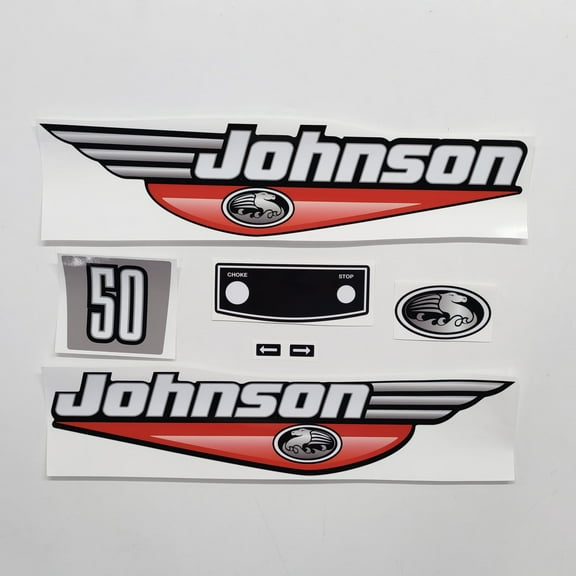 411 Decals Replacement for Johnson 50 Outboard (1992-2000) RED Decal Sticker Set