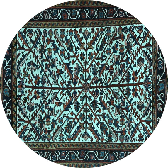 Ahgly Company Indoor Round Persian Light Blue Traditional Area Rugs, 5' Round