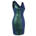 thumbnail image 5 of PrettyGuide Women's Sequin Cocktail Dress V Neck Bodycon Glitter Party Dress, 5 of 7
