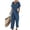 A479_Dark Blue, variant on Two Piece Sets for Women Summer Short Sleeve Irregular Pleated Chic Top Wide Leg Pant Casual Trousers Female Outfit Office Suit White S