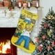 thumbnail image 1 of Los Simpson Tema: Calcetines de Navidad, fino lino blanco para colgar en escaleras y chimenea, decoración navideña para el hogar, regalo de Navidad.54cm×38cm, 1 of 5
