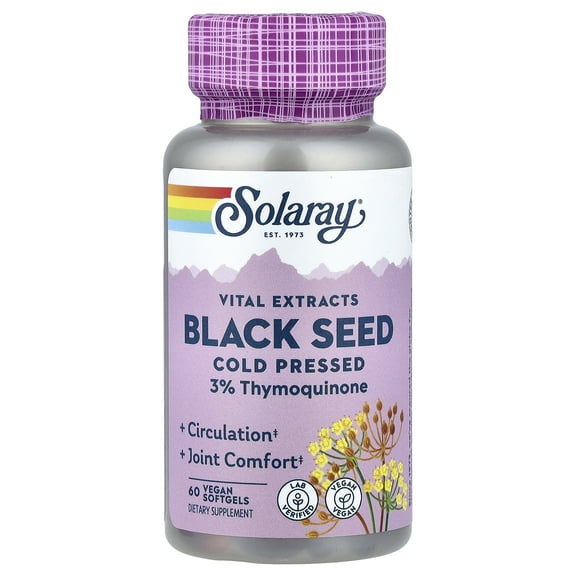 Solaray Vital Extracts, Black Seed, Cold Pressed, 60 Vegan Softgels