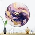 thumbnail image 3 of Designart "Strokes in Purple and Gold I" Fractals Oversized Wall Clock, 3 of 5