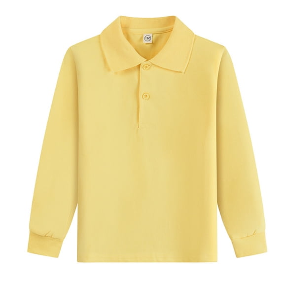 Girls Polo Shirts Kids Long Sleeve Button Lapel Collar School Uniform Cozy Stretch Golf T Shirt, 110