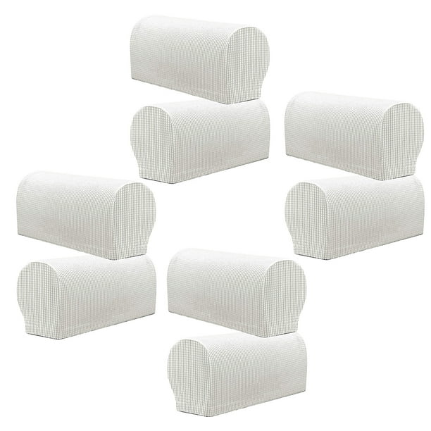 4 Pares De Reposabrazos Antideslizante Poliéster Spandex Protección Para Sillón Sofá Blanco