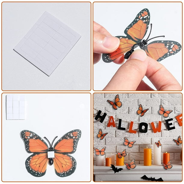 24 Pieces 4.7 Inch Halloween Butterfly Wall Decor Artificial