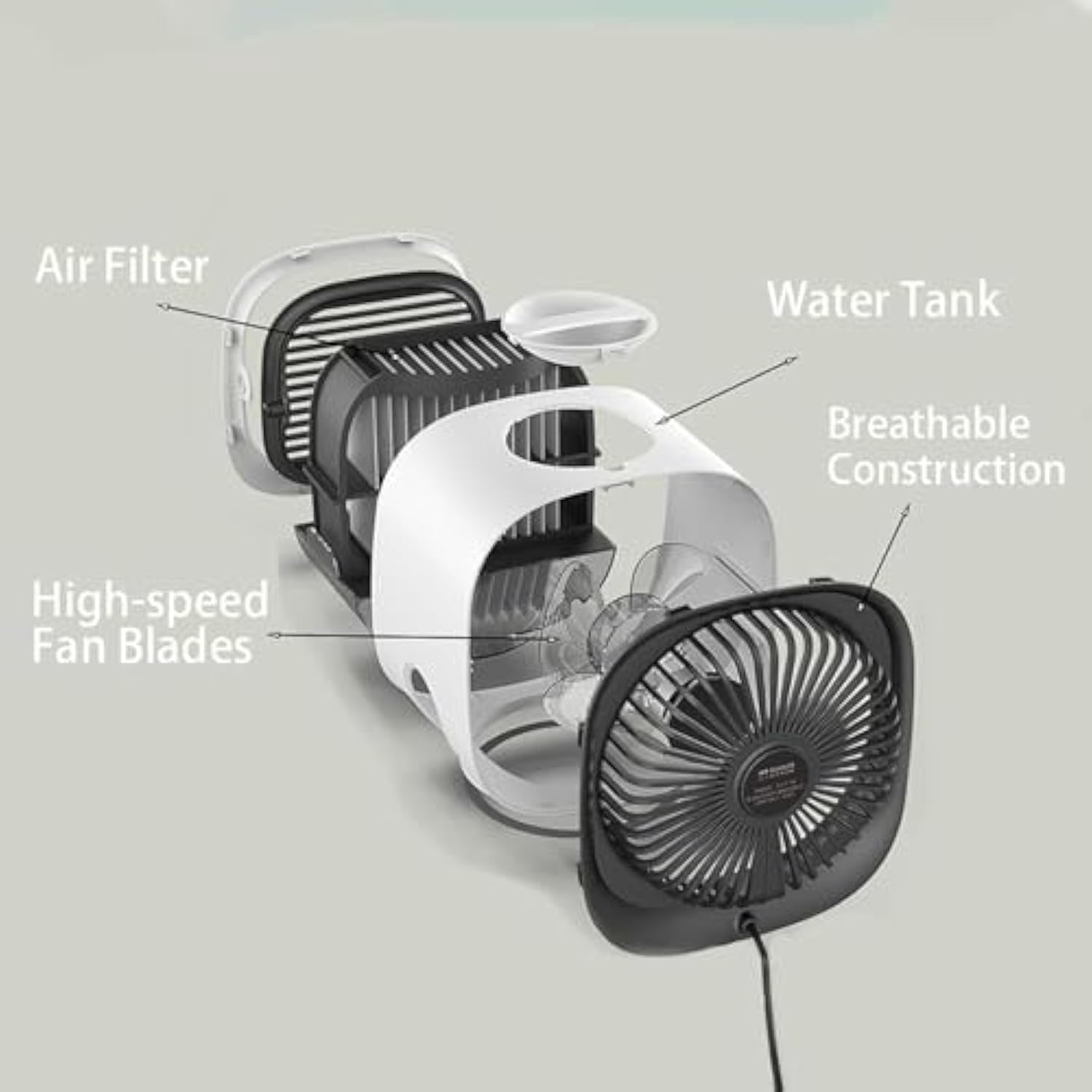 Artic Blast 3-in-1 Bladeless Air Cooler Fan - USB Tabletop Personal Fan With Water Tank & Turbo Cooling 3 thumbnail image