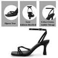 thumbnail image 6 of Women  Square Toe Kitten Heel Sandals   Ankle Strap Buckle Closure, Open Back Design, Open Toe Summer Dress Sandals, 6 of 6
