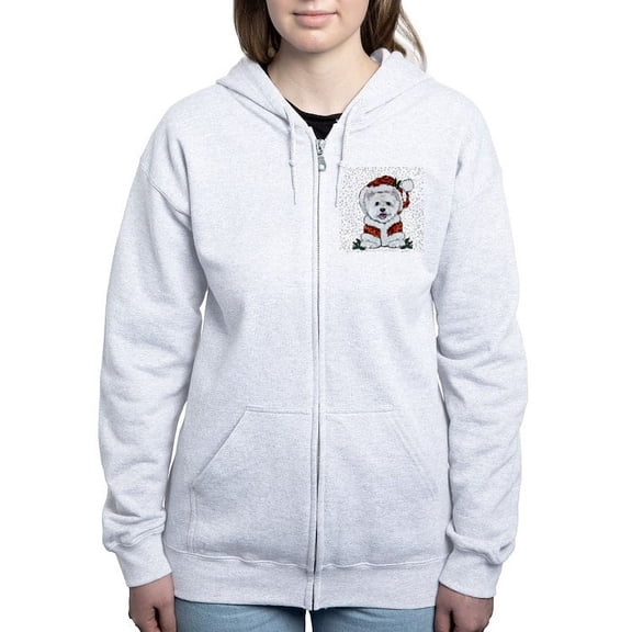 CafePress - Santas Westie Helper Zip Hoodie - Women's Zip Hoodie