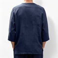thumbnail image 5 of Mens Linen Shirt Breathable 3/4 Sleeve T Shirts Pullover V Neck Loose Summer Casual Top Lightweight Quick Dry Tees, M, 5 of 7