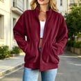 thumbnail image 2 of Corduroy Zip Up Jacket for Women Stand Collar Long Sleeve Oversized Casual Outerwear Relaxed Fit Fall Coat, 2 of 8