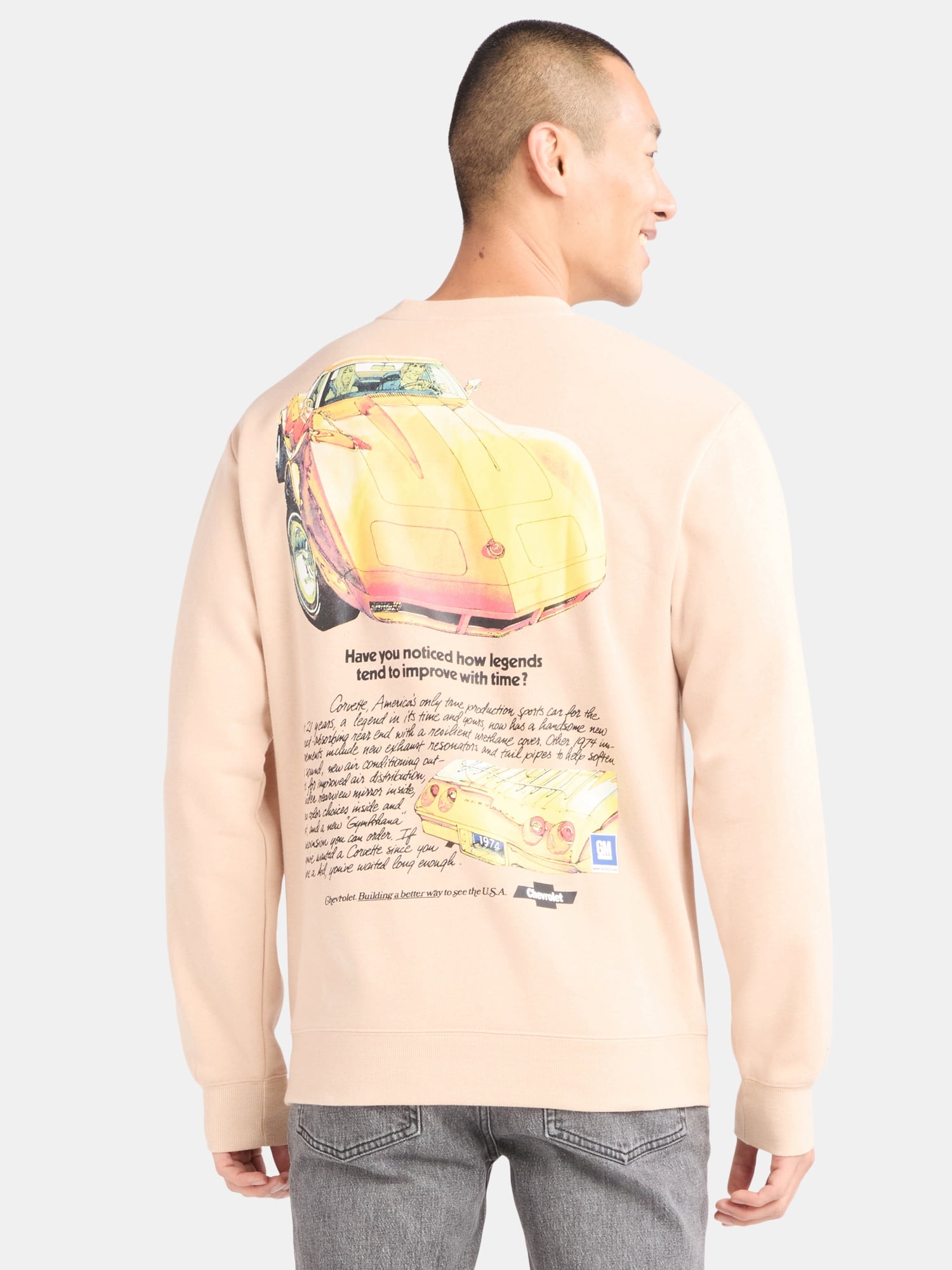 Chevrolet Corvette Men's Graphic Print Sweatshirt with Long Sleeves, Sizes S-2XL