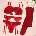 thumbnail image 2 of Women Sexy Lace Garter Belt Bra Garter Belt Panties Socks Suspender Belt Set, 2 of 7