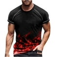 thumbnail image 2 of cllios Muscle Shirts for Men 3D Flame Graphic Tees Casual Short Sleeve Crew Neck Tops Big and Tall Summer Shirt Workout Athletics Tee Shirt Red XXL, 2 of 5