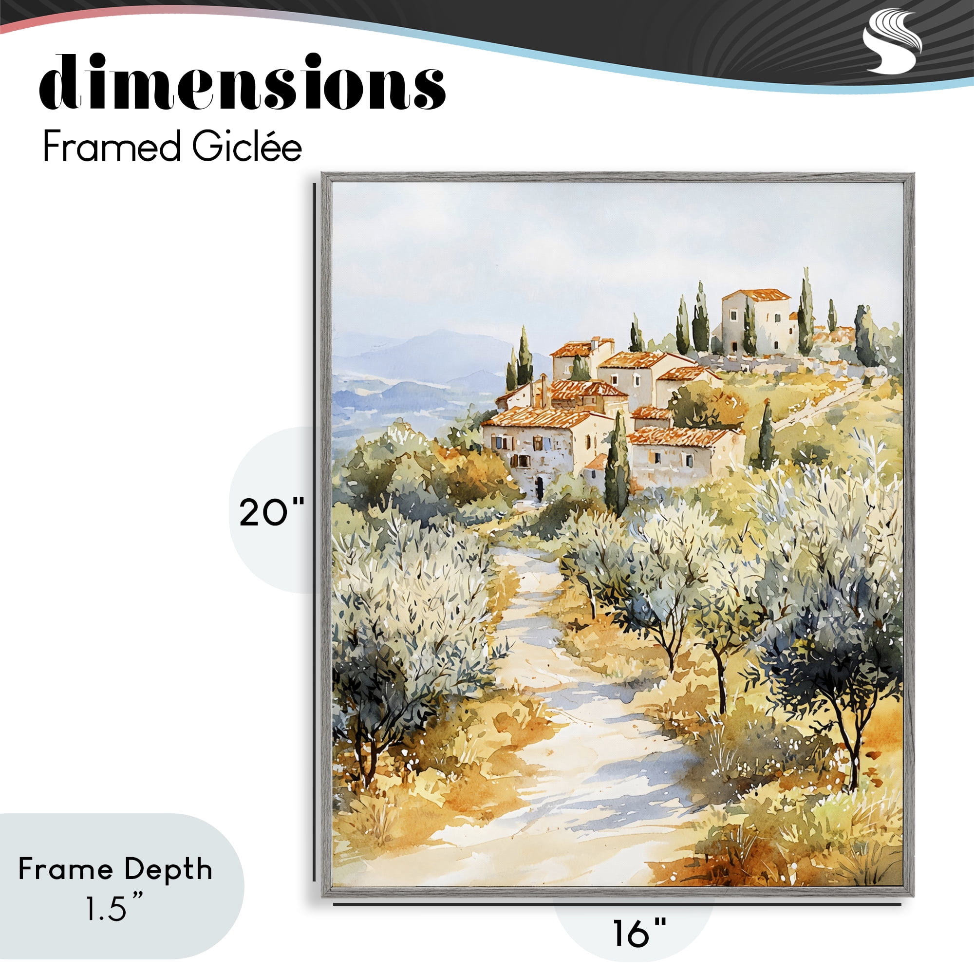Stupell Industries Tuscan Hilltop Village View Gray Framed Giclee Art, design by LSR Design Studio