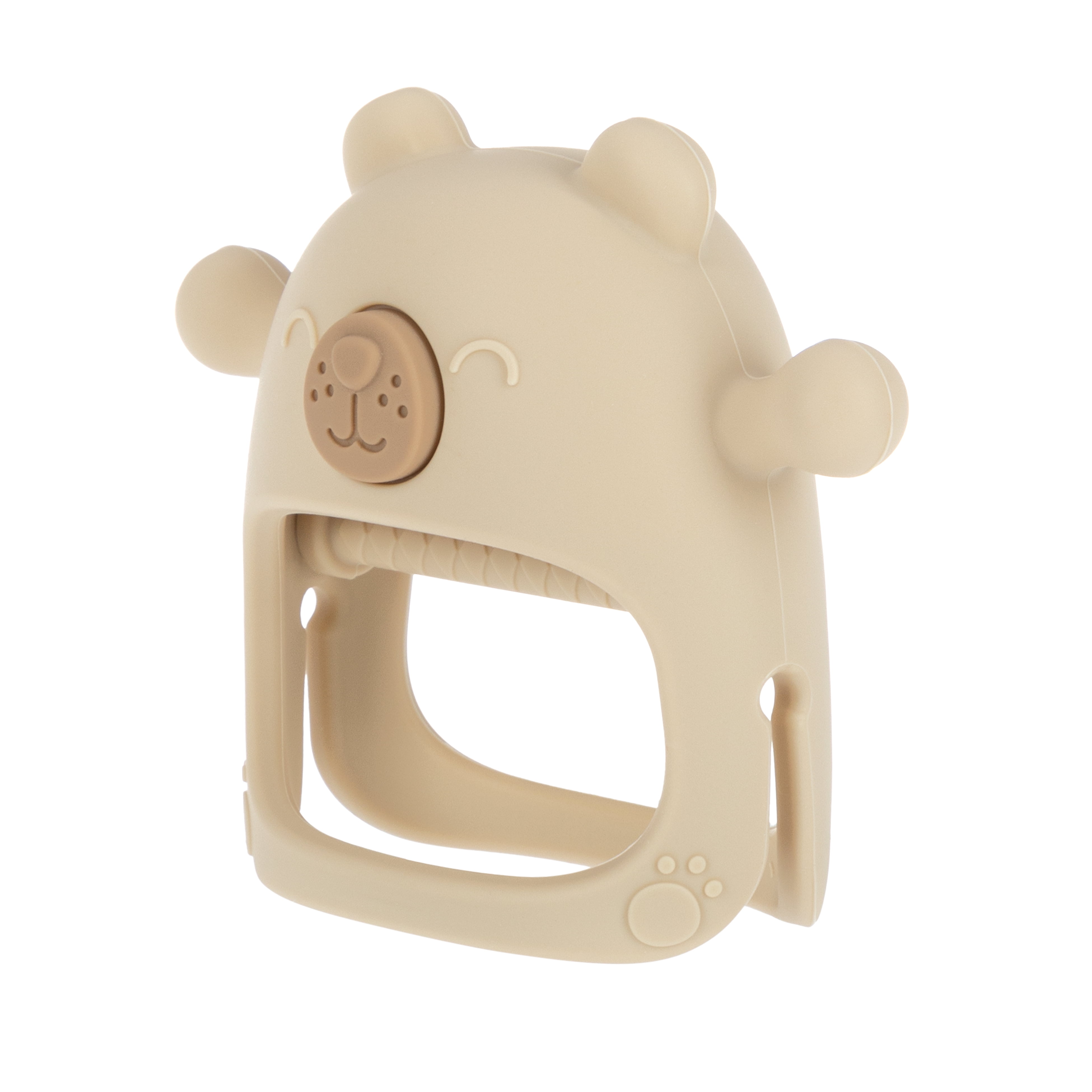 Nuby Wrist Grip Silicone Teething Mitten for Babies, Brown Bear