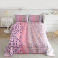 thumbnail image 2 of Homewish Tribal Pink Stripes Full Size Comforter Sets, Aztec Triangle Abstract Bedding Comforter Set, Vintage Bohemian Style Reversible Bedding Sets, Luxury Bedroom Decor, 3pcs, 2 of 8