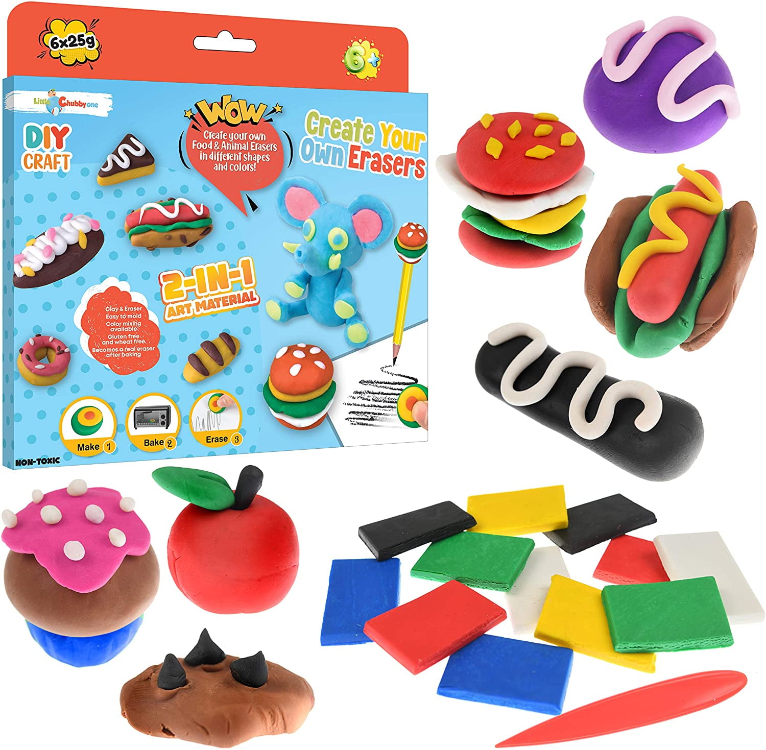 Little Chubby One Create Your Own Food Erasers DIY Clay Craft Kit