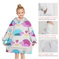 thumbnail image 6 of Cute Hedgehog and Flowers Blanket Hoodies for Kids 6-13YR Oversize Wearable Blanket Hoodies for Boys Girls Teens, 6 of 7