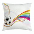 thumbnail image 1 of Soccer Throw Pillow Cushion Cover, Rainbow Patterned Swirled Lines Abstract Football Pattern Colorful Stripes Design, Decorative Square Accent Pillow Case, 20 X 20 Inches, Multicolor, by Ambesonne, 1 of 2