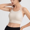 thumbnail image 7 of Bigersell Workout Crop Tops for Women Strappy Back Wireless Yoga Sports Bras Ribbed Sleeveless Cropped Tank Tops with Built in Bras Pull-On Closure Padded Bra Wire-Free Bralette White S, 7 of 7