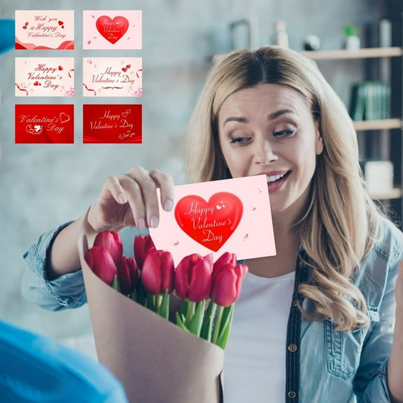 HongHeng Clearance Under $2.00 6 Pcs Set Valentine's Day Greeting Card Romantic Gratitude Friendship Card Baking Flower Small Greeting Card 6x4 Inch Valentine's Day Greeting Card