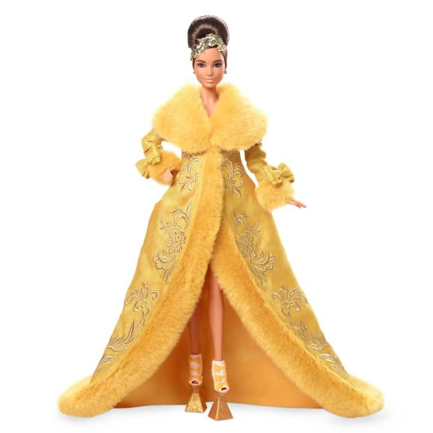 Guo Pei Barbie Doll Wearing Golden-Yellow Gown 2022 Platinum Label HBX99
