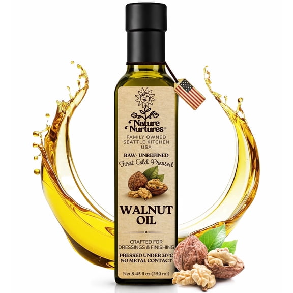 Walnut Oil for Cooking | Raw First Cold Pressed | Single Press Below 30C | Unrefined | Made in USA