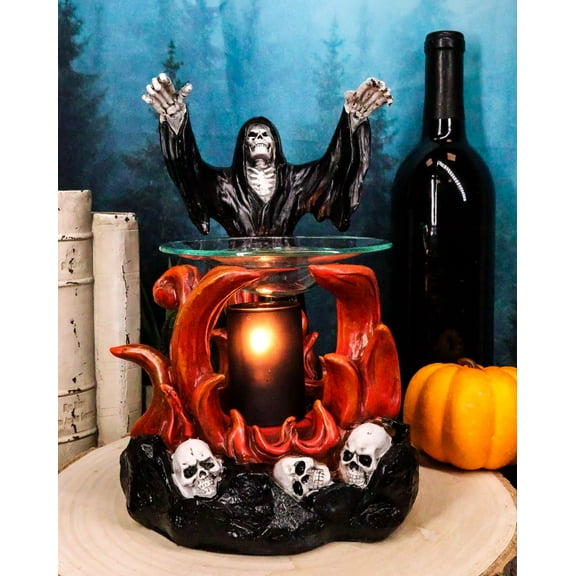 Ebros Dark Conjuring Grim Reaper Fire Magic Electric Oil Burner Tart Warmer
