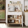 thumbnail image 3 of Kojooin Buffet Bahut Cannelé avec Rangement, Armoire de Bar à Café Moderne avec 2 Tiroirs et Tablettes Ajustables, 3 of 9
